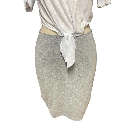 Monrow Cutout Waist Contrast T-Shirt Dress White Gray Size Small - Picture 4 of 9